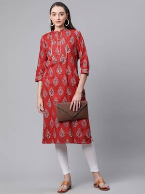 Maroon printed cotton ethnic-kurtis 5