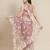 Mauve And White Embroidered Ruffled Saree With Blouse
