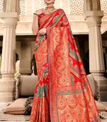 Multicolor woven silk saree with blouse