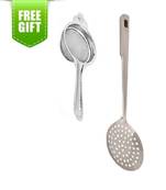 Stainless Steel Tea Strainer With Stainless Steel Poni for Oily Food And Free Gift