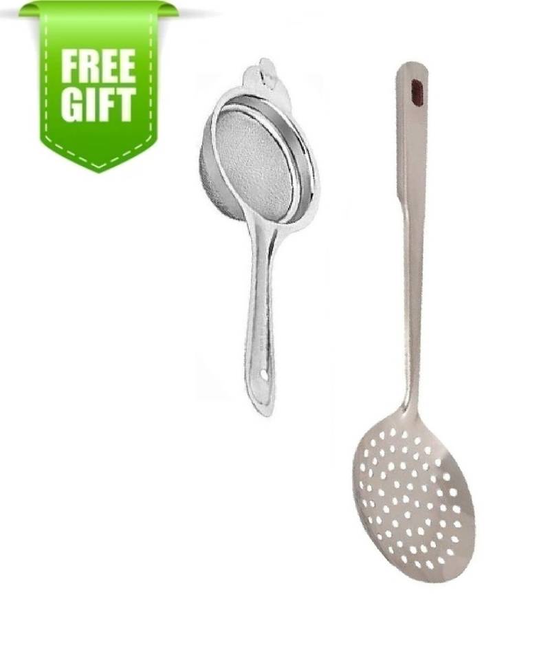 Stainless Steel Tea Strainer With Stainless Steel Poni for Oily Food And Free Gift