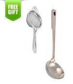 Stainless Steel Tea Strainer With Stainless Steel Serving Spoons Chamcha And Free Gift