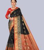 Black embroidered banarasi saree with blouse