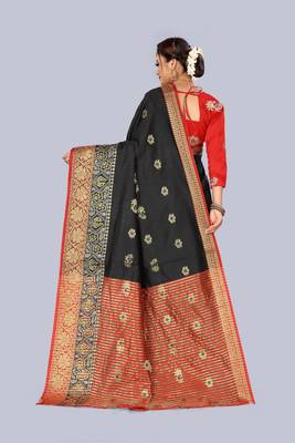 Black embroidered banarasi saree with blouse 2