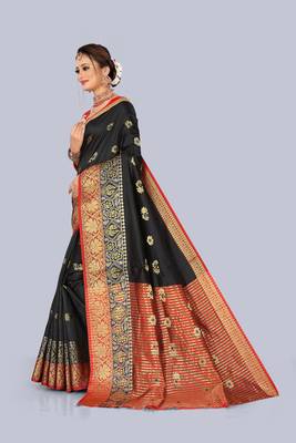 Black embroidered banarasi saree with blouse 3
