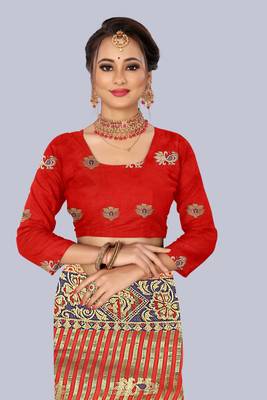 Black embroidered banarasi saree with blouse 5