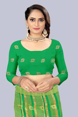 Yellow embroidered banarasi saree with blouse 5