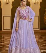 Agreeable Lavender Sequins Embroidered Georgette Semi Stitched Lehenga