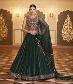 Dreamy Green Sequins Embroidered Georgette Semi Stitched Lehenga