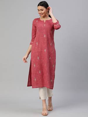 Pink printed cotton ethnic-kurtis 1