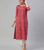 Pink printed cotton ethnic-kurtis