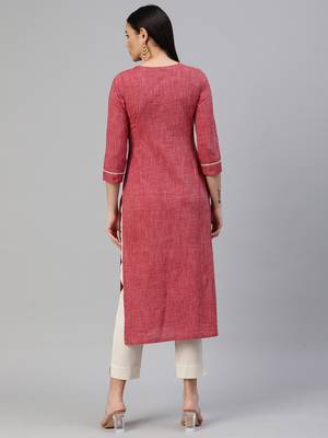 Pink printed cotton ethnic-kurtis 2