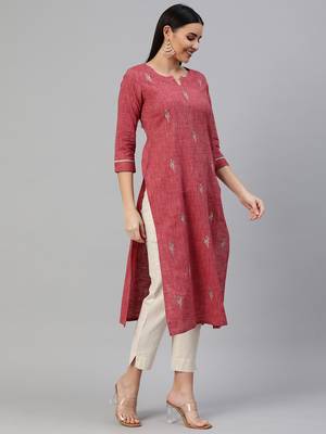 Pink printed cotton ethnic-kurtis 3