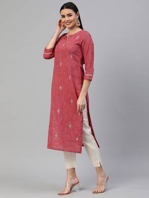 Pink printed cotton ethnic-kurtis 4