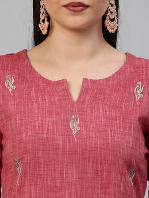 Pink printed cotton ethnic-kurtis 5
