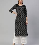 Black printed cotton ethnic-kurtis
