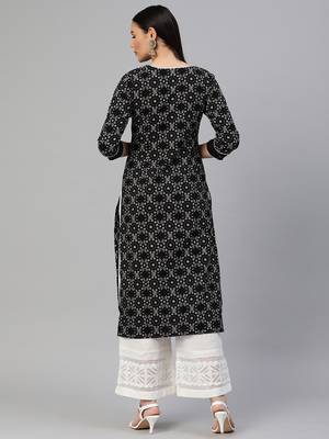 Black printed cotton ethnic-kurtis 2