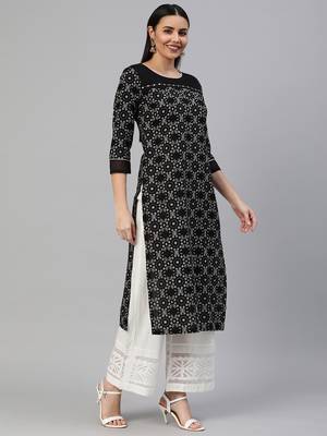 Black printed cotton ethnic-kurtis 3