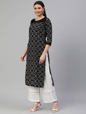 Black printed cotton ethnic-kurtis 4