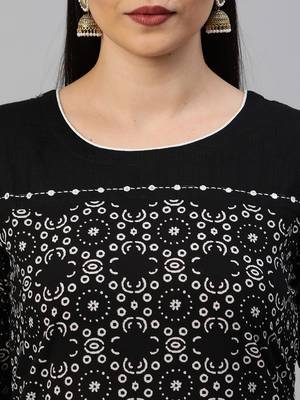 Black printed cotton ethnic-kurtis 5