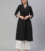 Black printed cotton ethnic-kurtis