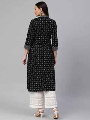 Black printed cotton ethnic-kurtis 2
