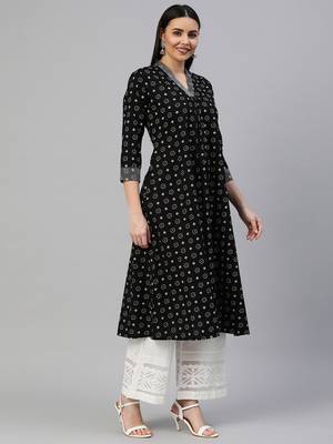 Black printed cotton ethnic-kurtis 3