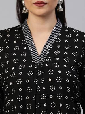 Black printed cotton ethnic-kurtis 4