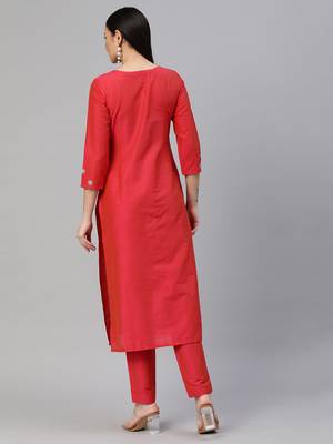 Peach embroidered art silk ethnic-kurtis 2