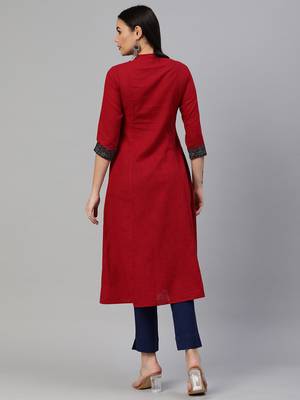 Maroon printed cotton ethnic-kurtis 2