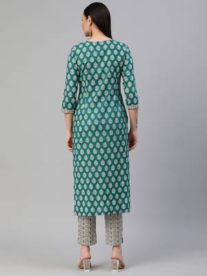 Green printed cotton ethnic-kurtis 2