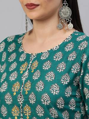 Green printed cotton ethnic-kurtis 3