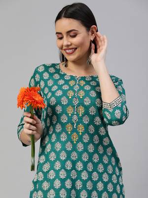 Green printed cotton ethnic-kurtis 5