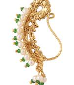 Styylo Fashion Gold-Plated AD & Ruby-Studded Enamelled Stud Marathi Nosepin