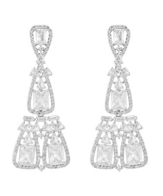 Styylo Fashion White American Diamond Silver Plated Designer Triangular shape Earring 2