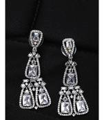 Styylo Fashion White American Diamond Silver Plated Designer Triangular shape Earring