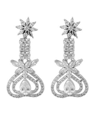 Styylo Fashion White American Diamond Silver Plated Designer Heart shape Earring 2