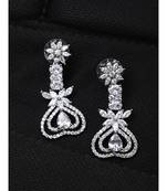 Styylo Fashion White American Diamond Silver Plated Designer Heart shape Earring