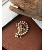 Styylo Fashion Gold-Plated Pink & White Stone-Studded Beaded Nosepin