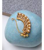 Styylo Fashion Gold-Plated Pearl Studded & Beaded Maharashtrian Nosepin