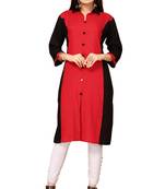 Red And Black Color Styles Rayon Long Kurti.