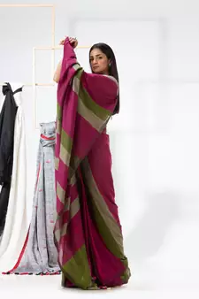 Multicolor woven cotton saree with blouse