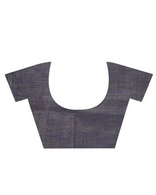 Blue woven cotton silk saree with blouse 5
