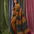 Dark orange woven cotton saree with blouse