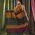 Dark orange woven cotton saree with blouse