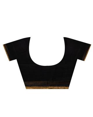 Black woven linen saree with blouse 5
