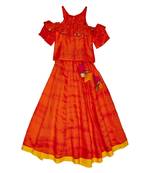 Orange Cold Shoulder Tie-Dye Lehenga Set