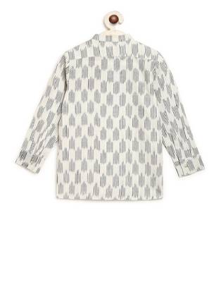 White Ikat Kurta With Pyjama 2