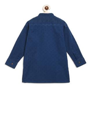 Blue Self Kurta With White Pyjama 2
