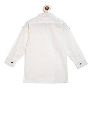 White Self Kurta With White Pyjama 2